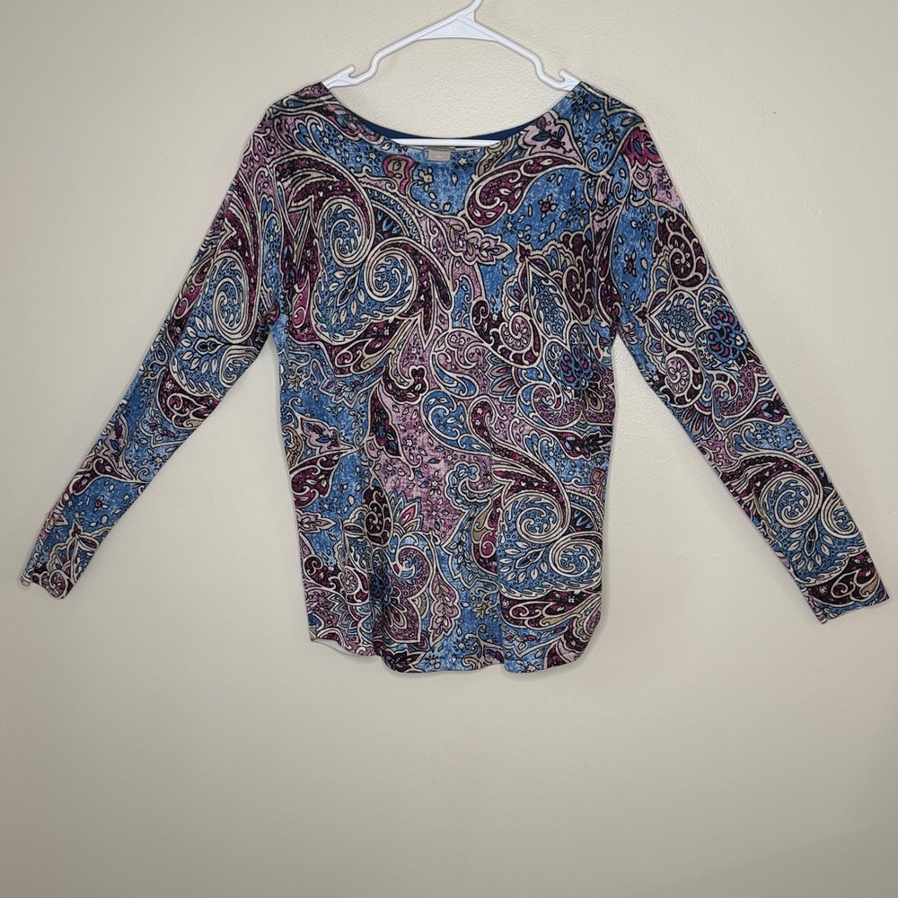 Chico’s Paisley Long Sleeve Top Size 1 Medium